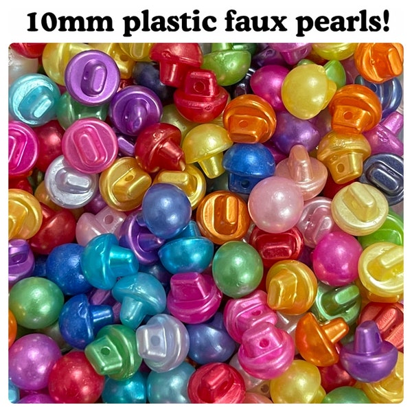 SALE!  16, 32 or 64 10mm Plastic pearl buttons shank assorted buttons mixed crafts 10 mm 3/8" 10mm pearls GROUP A DC