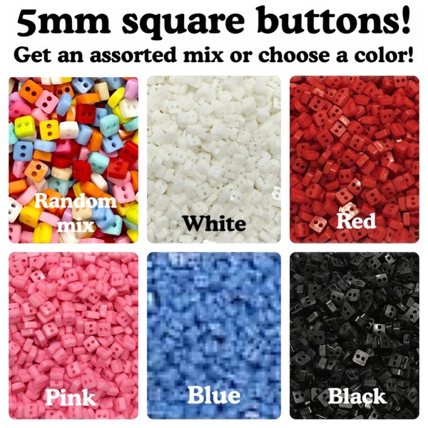 SALE!  50, 100 or 200 5mm Square doll buttons mini small buttons tiny square 5mm 5 mm doll buttons plastic buttons 5mm square DC