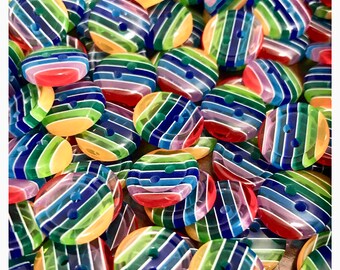20 RAINBOW 13mm RESIN SHIRT BUTTONS SEWING KNITTING CRAFTS LGBT GAY PRIDE