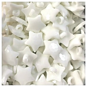12, 25 or 50 Faceted shank white star buttons 16mm 5/8" 16 mm plastic star white shank shank plastic stars faceted
