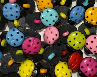 24 or 48 Ladybug Shank Buttons Assorted Colors, 15mm GROUP B
