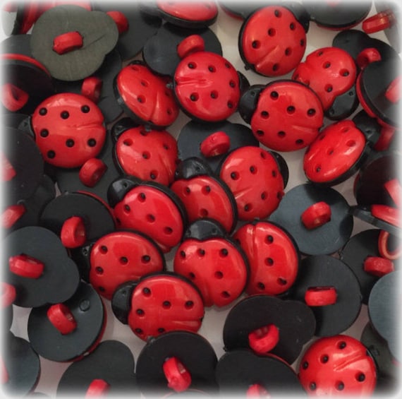 LADYBUG APPROX 15MM in size LADYBIRD BUTTONS Baby Makes