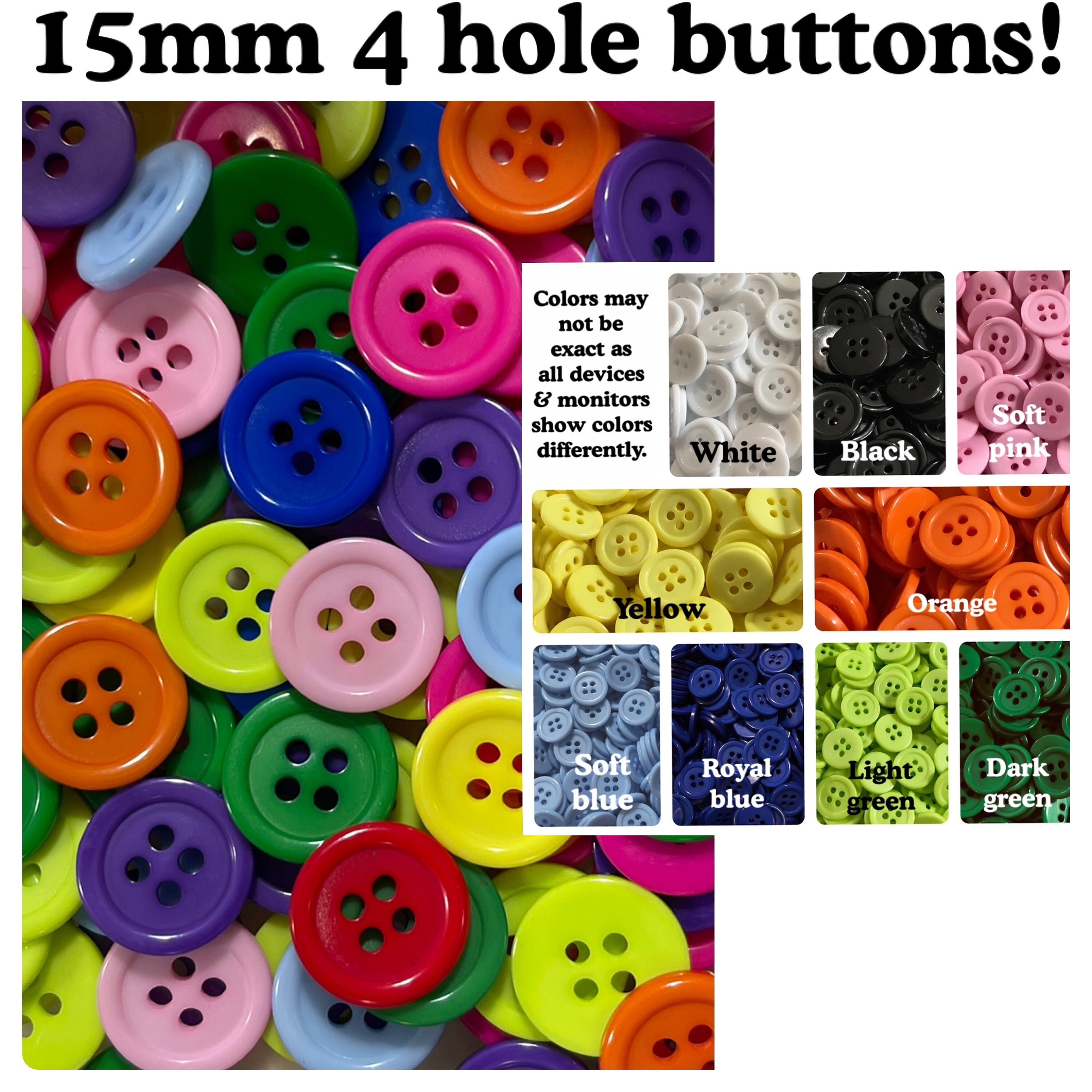 20, 40 or 80 15mm Colorful 4-hole Buttons - Sewing, Crafts ...
