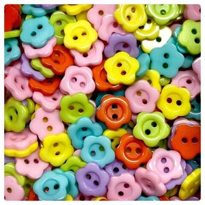 20, 40 or 80 11mm flower buttons, assorted small plastic flower, resin crafts 7/16" 11mm mini flower flowers plastic 11mm