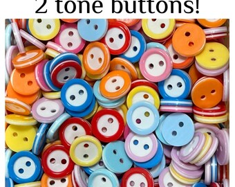 60 or 120 2 tone Assorted Small Round Buttons, Two-Hole Craft Buttons (11mm) GROUP B