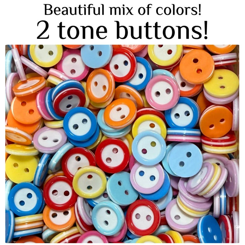 Small Round Buttons 30, 60 or 120 2 Tone Assorted Small Round Buttons, Two-hole Craft ...