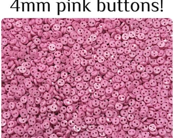 100 or 200 4mm Pink Doll Buttons Assorted Mix Tiny Two Hole, Miniature Craft Supplies GROUP B