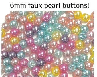 135 6mm Faux Pearl Buttons Assorted Mix, Doll Crafts GROUP C