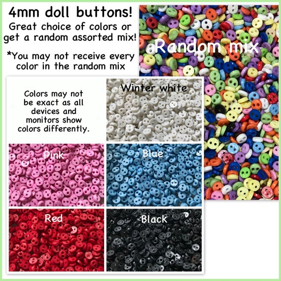 Mixed Black White Colour 25,50 Tiny Baby Mini 4mm Buttons Doll Craft Sewing 
