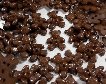 20 or 40 Teddy Bear Buttons 2 hole - Brown Plastic - Sewing, Crafting, Embellishments 19mm GROUP D