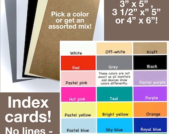 Index cards note cards greeting cards blank gift post card 3x5 4x6 3.5x5 unruled no lines red white black grey pink green blue