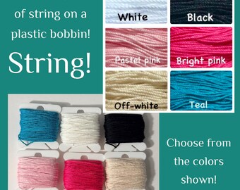 READY TO SHIP 40 feet of string cotton black white off white pastel pink hot pink teal
