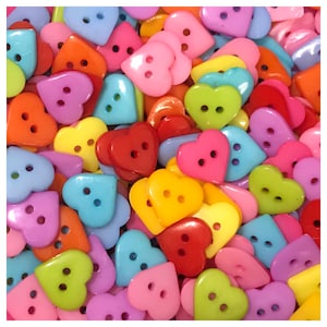 20, 40 or 80 15mm Heart buttons, random mix heart buttons, sewing crafts 9/16 15 mm hearts button Valentine plastic hearts 15mm GROUP B