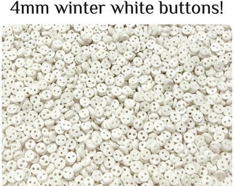 100 or 200 4mm Winter White Doll Buttons Assorted Mix Tiny Two Hole, Miniature Craft Supplies GROUP C