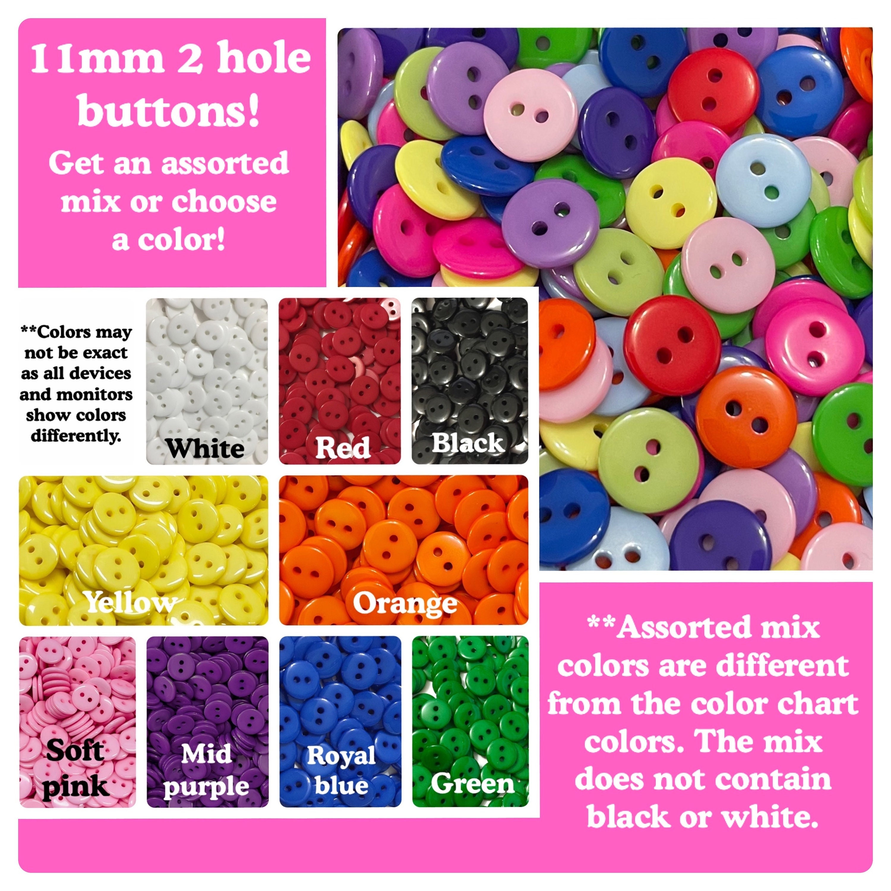 Tiny Buttons Small Pearl Effect 10mm (16L) Pack Sizes Colour Choice 4 Hole