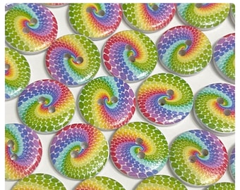 20 or 40 20mm Round Wood Rainbow Buttons, Sewing Craft Supplies
