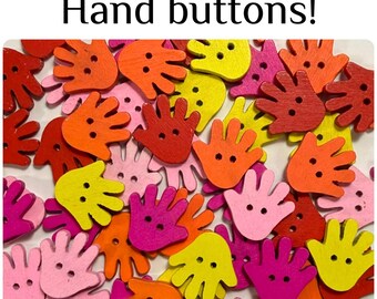24 or 48 Hand Buttons Wood Assorted Colors 20mm Novelty Craft Buttons GROUP C