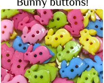 40 or 80 Plastic Bunny Buttons Assorted, Easter Craft Supplies (18mm) GROUP D