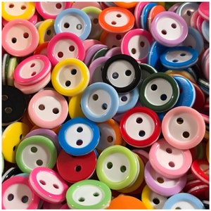 30, 60 or 120 Round 11mm buttons random mix 7/16" 11 mm 7/16 inch small red yellow green blue white 2 hole 11mm 2 tone