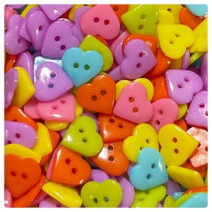 20, 40 or 80 15mm Heart buttons, assorted mix heart buttons, sewing crafts 9/16 15 mm hearts button Valentine plastic hearts 15mm GROUP A