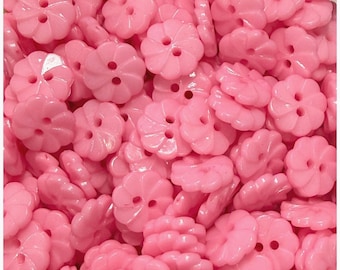 40 or 80 Pink Plastic Flower Buttons, 13mm Sewing Craft Supplies Spiral