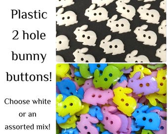 40 or 80 Plastic bunny buttons, assorted mix rabbit small rabbit crafts assorted white 17mm 5/8" Easter button plastic bunnies GROUP E