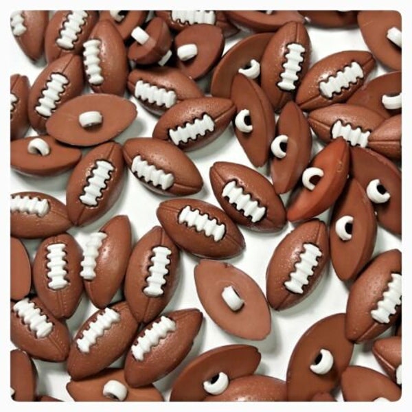 6, 12 or 24 Football buttons, shank football sewing scrapbooking, plastic sports school buttons 20mm 3/4" inch 20 mm shank football
