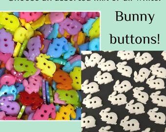40 or 80 Plastic bunny buttons, assorted mix rabbit small rabbit crafts assorted white 18mm 11/16" Easter button plastic bunnies GROUP B
