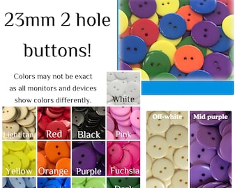 12 or 24 23mm Round Large Plastic Buttons, Sewing & Crafting Supplies GROUP A