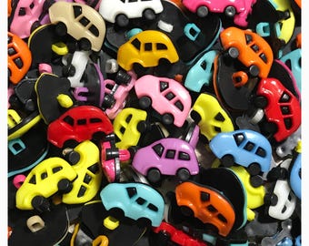 12, 24 or 48 Car buttons GROUP B assorted car buttons scrapbooking sewing crafts, transport resin buttons 17mm plastic cars GROUP B
