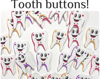 LAST ONE!  43 Assorted Wooden Tooth Buttons, 27mm Sewing Scrapbooking Craft Supply Group B