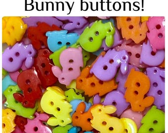 40 or 80 Plastic bunny buttons, assorted mix rabbit small rabbit crafts assorted 18mm 11/16" Easter button plastic bunnies GROUP C