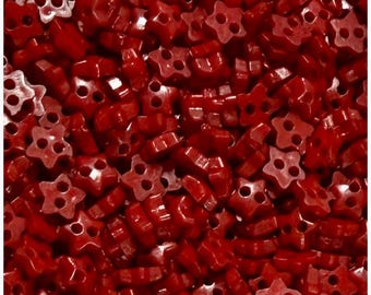 100 or 200 Dark Red Star Plastic Doll Buttons, Tiny 6mm