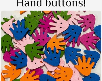 25 Hand Buttons Wood Assorted Colors 21mm Novelty Craft Buttons GROUP D