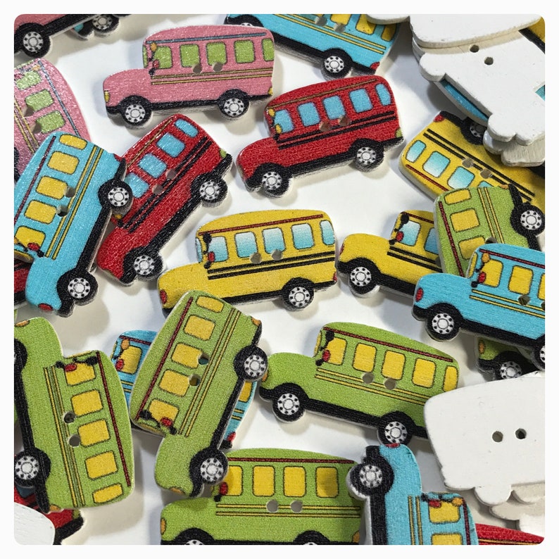 Wooden fire engines Buttons Mix-color Sewing decoration Scrapbooking crafts 32mm