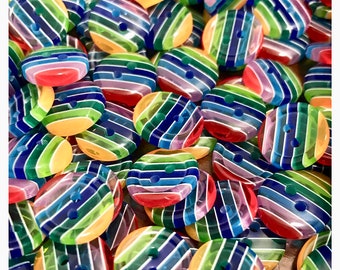 20, 40 or 80 Rainbow buttons, novelty buttons, round buttons, sewing, crafts, 1/2" 12mm plastic buttons 12 mm half inch plastic rainbow