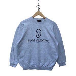 Vintage 90s Gianni Valentino Italiano Italy Sweatshirt Big Logo Spellout Paris Italy Fashion Designer Sweater MEDIUM ( Refer Measurement )