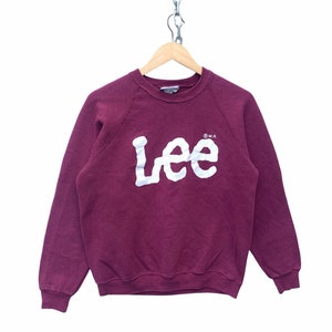 Lee USA Sweatshirt Mens Vintage Lee Big Logo Crewneck Lee Pullover Vintage Poly Cotton Made in USA TTS Small( Refer Measurement )