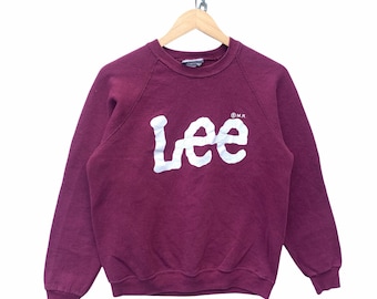 Moletom Lee USA Masculino Vintage Lee com Logo Grande, Gola Redonda, Pulôver Lee Vintage em Poliéster e Algodão, Fabricado nos EUA, Tamanho Pequeno (Consulte as Medidas)