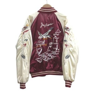 Sukajan jacket Vintage Sukajan Eagle Phoenix Korean Map Japanese Embroidery Yokosuka Dragon Souvenir Jacket TTS Medium (Refer Measurement)