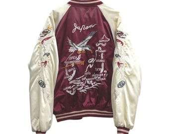 Last Frontier Alaska Sukajan Velvet Hawk Zipper Jacket Embroidery