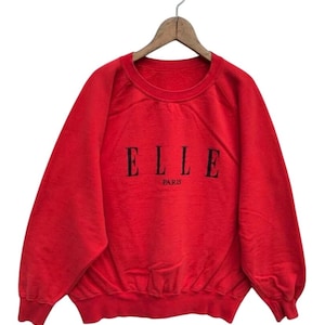 Vintage ELLE Sweatshirt 90&#39;s Hip Hop Rap Elle Homme Sweater Streetwear Sweater Big Logo Elle Pullover Jacket TTS Medium (Refer Measurement).