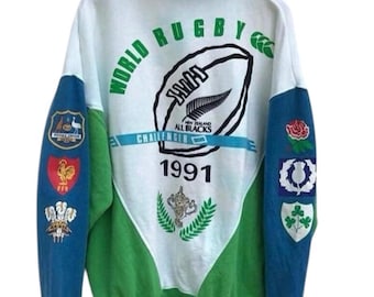 Rare Vintage 1991 Canterburry Pullover Canterburry Sweatshirt of New Zealand Rugby team Pullover sz M (Refer Measurement)-DISCOLOURATION