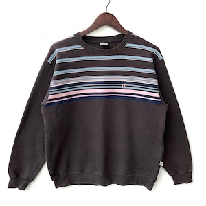 Vintage 90&#39;s Hang Ten Sweatshirt Crewneck Hawaiian jacket big logo Surfing Sweater Hip hop Hang ten stripe TTS Medium (Refer Measurement)