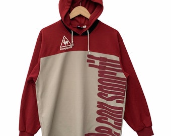 Sudadera con capucha Lecoq Sportif vintage, chaqueta con logo grande, estilo hip hop y streetwear, talla M (consultar medidas).