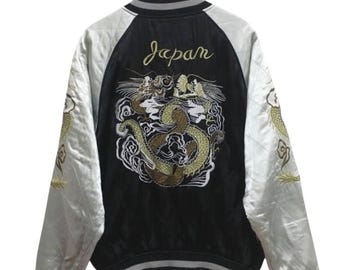 Vintage 1990s SUKAJAN Japan Dragon Souvenir Jacket Medium