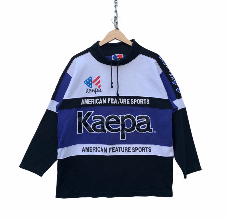 Refer Measurement Kaepa Sweatshirt Vintage 90 S Kaepa Sweater Hip Hop Streetwear Big Logo Kappa Casual Colourblock Jacket Sz Labelled L Men S Clothing Hoodies Sweatshirts Somoto Cz