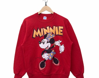 Suéter vintage de Minnie Mouse de los años 90, sudadera de cuello redondo de Walt Disney, suéter de Minnie Mouse de dibujos animados, talla mediana (consultar medidas)