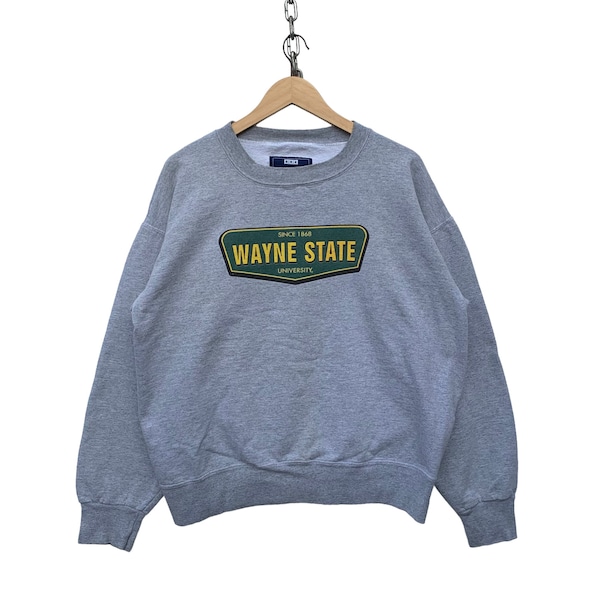 Vintage 90s Wayne State University Sweatshirt University Sweater Hip Hop Teen Students Pullover University TTS Large (Refer Measurement)