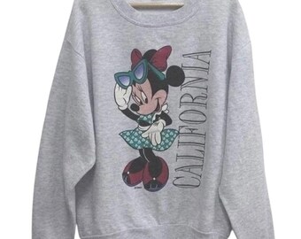 Suéter vintage de Minnie Mouse, sudadera de cuello redondo de Walt Disney USA, suéter de Minnie Mouse de recuerdo de California, talla M (Consultar la medida)
